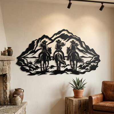 Cowgirl Trio Laser SVG, Horse Rider Scene - HappyDesignStudio - 002