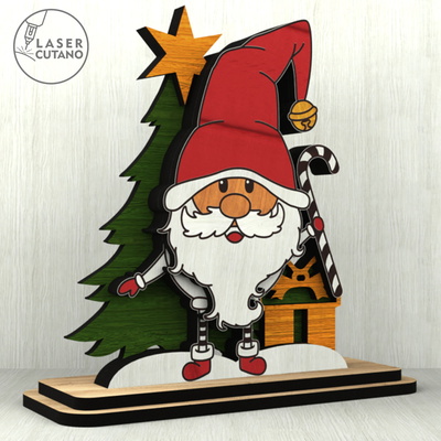 Christmas Gnome SVG – Laser Cut Wooden Holiday Figurine