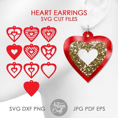 心型耳環 svg，情人耳環 svg - Artisan Craft - 001