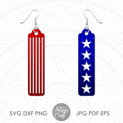 American flag earrings SVG, fourth of July earrings, USA  - Artisan Craft - 003