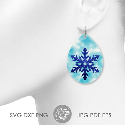 Snowflake Earring SVG, cut files, Christmas Pendant, layered - Artisan Craft - 002