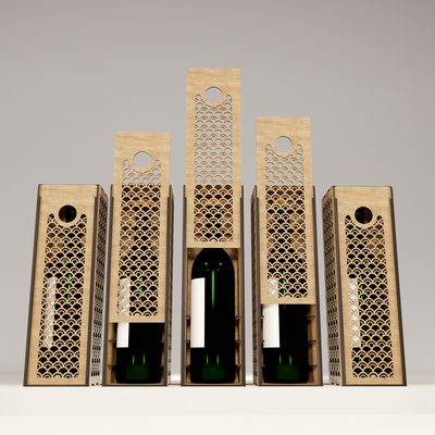 雷射切割葡萄酒盒/帶滑蓋的葡萄酒瓶盒 - 雷射切割專業版 - 003