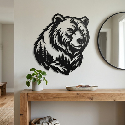 Grizzly Bear Metal Wall Art SVG | Wildlife Forest Bear DXF  - HappyDesignStudio - 003