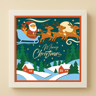 3D Merry Christmas Shadow Box SVG, Christmas Light Box SVG - HappyDesignStudio - 002