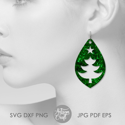 聖誕樹耳環 svg，淚珠 - Artisan Craft - 002