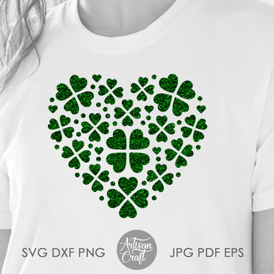 三葉草心、聖派翠克 svg 檔案、心和三葉草 svg - Artisan Craft - 002