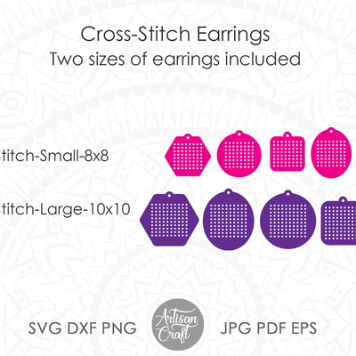 Cross stitch earrings cut files with patterns  - Artisan Craft - 005