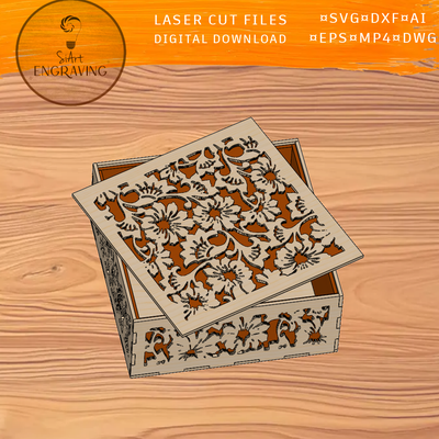 Elegant Floral Box Laser Cut Files - SiArt - 001
