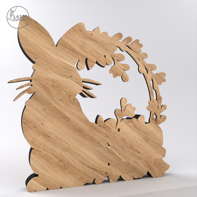 Eater Bunny Wreath Decoration with Floral and Egg Design - LaserCutano - 003