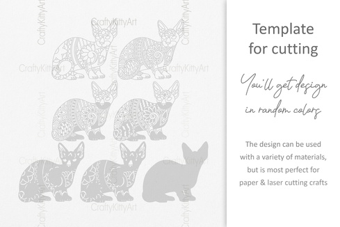 斯芬克斯貓,曼陀羅貓,3d 分層 svg dxf png 文件 斯芬克斯貓,曼陀羅貓,3d 分層 svg dxf png 文件 - CraftyKittyArt - 001