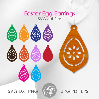 Easter earrings SVG cut files show Easter egg designs  - Artisan Craft - 001