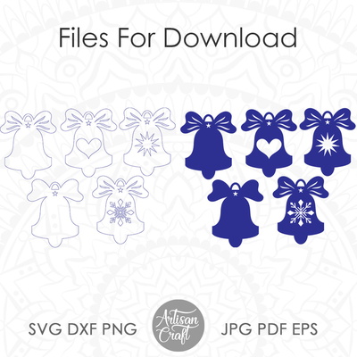 聖誕鐘聲 svg，雷射切割文件，單線設計 - Artisan Craft - 005