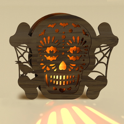Cut Skull Lantern & Night Light SVG - Halloween Decor - LaserCutano - 001