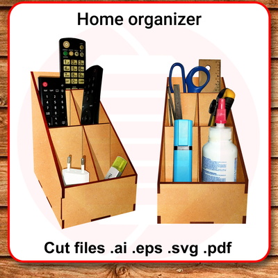 Laser cut SVG file home desk organizer vector template - Daniel San - 001