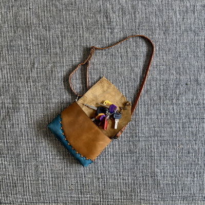 拼接皮革小皮包 - 不務正業 - 002