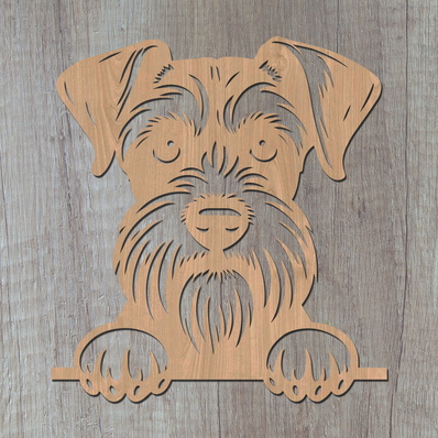 偷看迷你雪納瑞雷射 svg，可愛的狗雷射切割 - HappyDesignStudio - 002