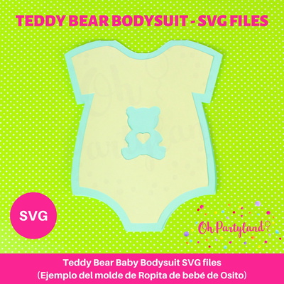 Teddy Bear Baby Bodysuit SVG files - Ohpartyland - 001