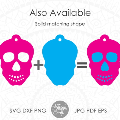 用於製作糖頭骨首飾的骷髏耳環 svg - Artisan Craft - 002