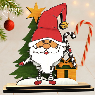 Christmas Gnome SVG – Laser Cut Wooden Holiday Figurine - LaserCutano - 002