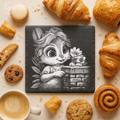 9 Cute Spring Easter Bunny Slate Coaster Engraving Designs - - LaserCutano - 003