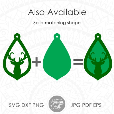 馴鹿耳環 svg，雷射切割文件，聖誕耳環 - Artisan Craft - 005