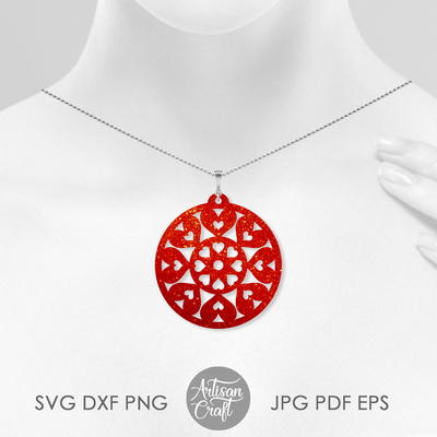 圓形心形耳環 svg 剪切文件 - Artisan Craft - 006