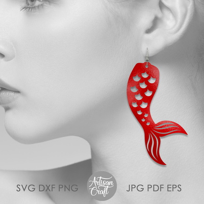 美人魚尾巴耳環svg裁剪文件 - Artisan Craft - 002