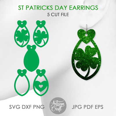 St Patrick's day earring SVG, teardrop earrings - Artisan Craft - 001