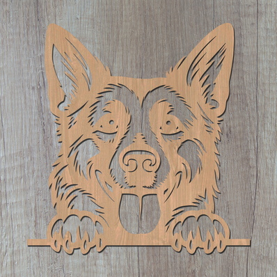 偷看德國牧羊犬雷射 svg，狗爪印 - HappyDesignStudio - 002