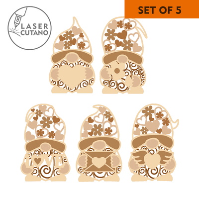 Valentine's Day Decorative Gnomes, Multilayer Template Valentine's Day Decorative Gnomes, Multilayer Template - LaserCutano - 003
