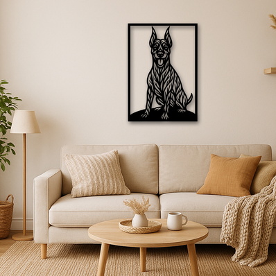 杜賓犬雷射 svg，可愛的狗雷射切割，寵物愛好者設計 - HappyDesignStudio - 002