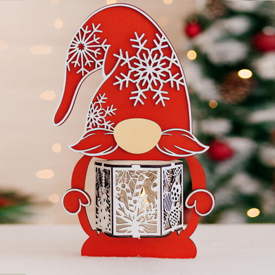🎅 聖誕小矮人燈籠 - 燭台設計 - LaserCutano - 004