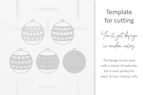 Christmas Ball Ornament Bauble, 3D layered SVG DXF PNG files Christmas Ball Ornament Bauble, 3D layered SVG DXF PNG files - CraftyKittyArt - 001