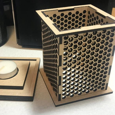 Laser Cut Tea Light Candle Holder - LASER ENGRAVING FILES - 003