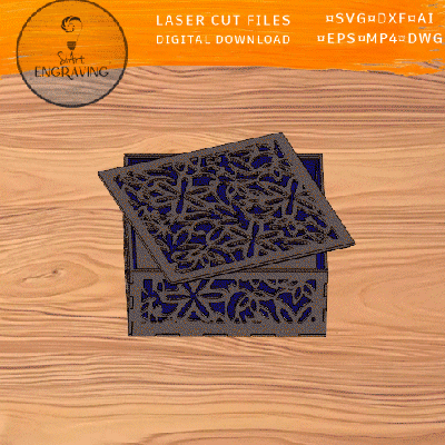 優雅的花盒雷射切割文件 - SiArt - 002