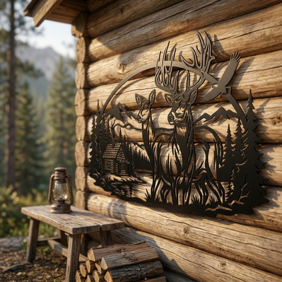 Deer Family Metal Wall Art SVG | Wildlife Plasma Cut File - HappyDesignStudio - 005