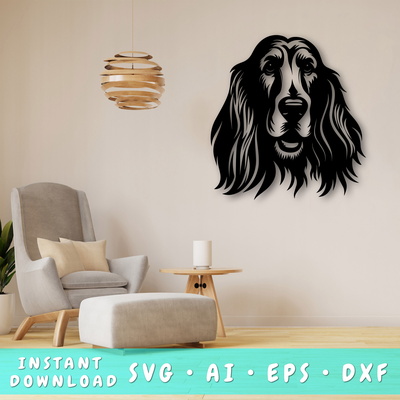 Afghan Hound Laser SVG  - HappyDesignStudio - 001