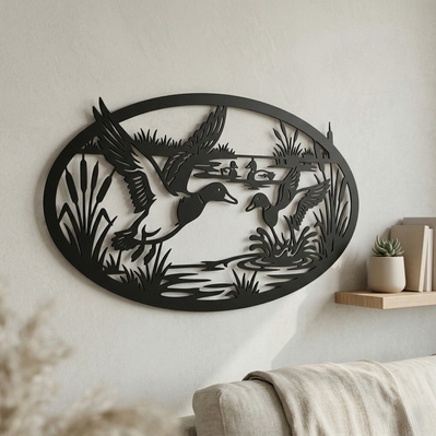 Duck Hunting Metal Sign SVG | Duck Scene Plasma CNC File  - HappyDesignStudio - 002