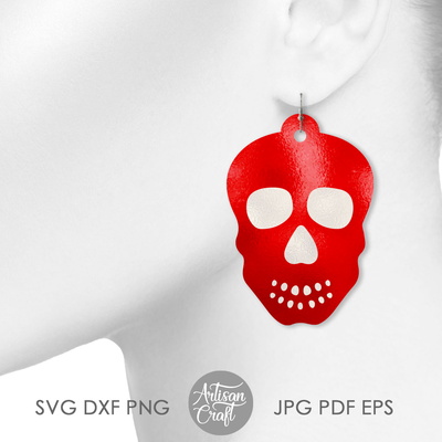 用於製作糖頭骨首飾的骷髏耳環 svg - Artisan Craft - 003