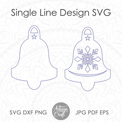 聖誕鈴鐺 svg，雷射切割聖誕裝飾品 - Artisan Craft - 005