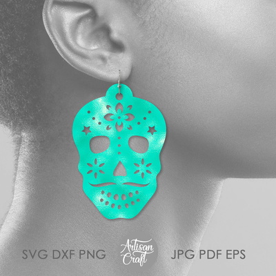 頭骨耳環 svg 顯示糖頭骨 - Artisan Craft - 004