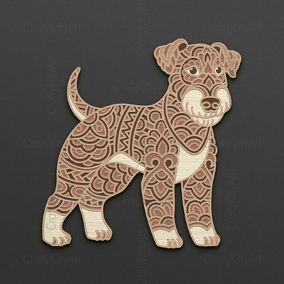 萊克蘭梗，曼陀羅狗，3d 分層 svg dxf png 文件 - CraftyKittyArt - 001