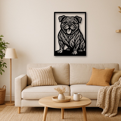 English Bulldog Laser SVG, Cute Dog Laser Cut, Pet Lover SVG - HappyDesignStudio - 002