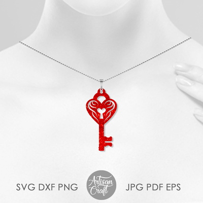 心形鎖和鑰匙，耳環 svg，心形耳環 svg，鎖 - Artisan Craft - 004