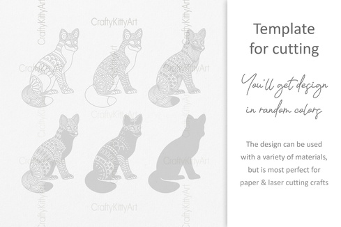 野狐狸,曼陀羅狐狸,3d 分層 svg dxf png 文件 野狐狸,曼陀羅狐狸,3d 分層 svg dxf png 文件 - CraftyKittyArt - 001