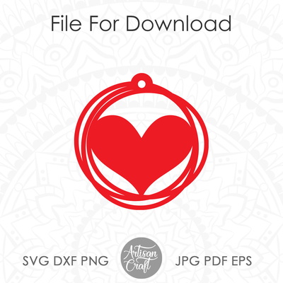 Heart Earring SVG with Messy circles  - Artisan Craft - 005