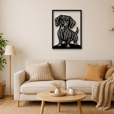 Dachshund Laser SVG, Cute Dog Laser Cut, Pet Lover Design - HappyDesignStudio - 002