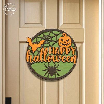 萬聖節門掛件雷射切割模板 - LaserCutano - 004