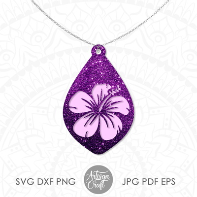 Hibiscus Earrings SVG for making floral jewelry  - Artisan Craft - 005