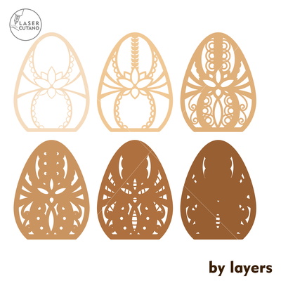 Set of 5 Multilayer Easter Eggs Templates Set of 5 Multilayer Easter Eggs Templates - LaserCutano - 001